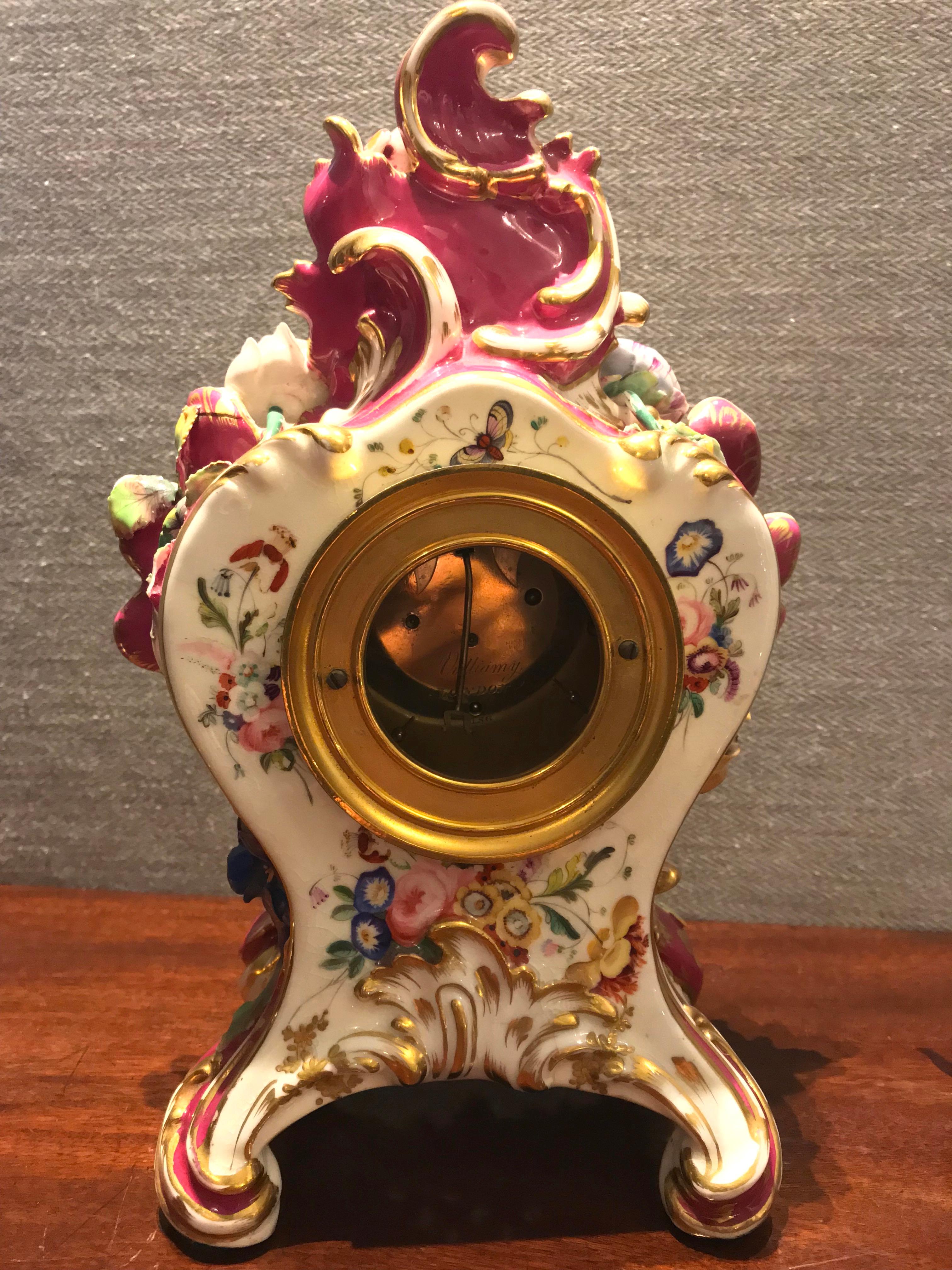 English Victorian Antique Porcelain Mantel Clock by Benjamin Lewis Vulliamy, London For Sale