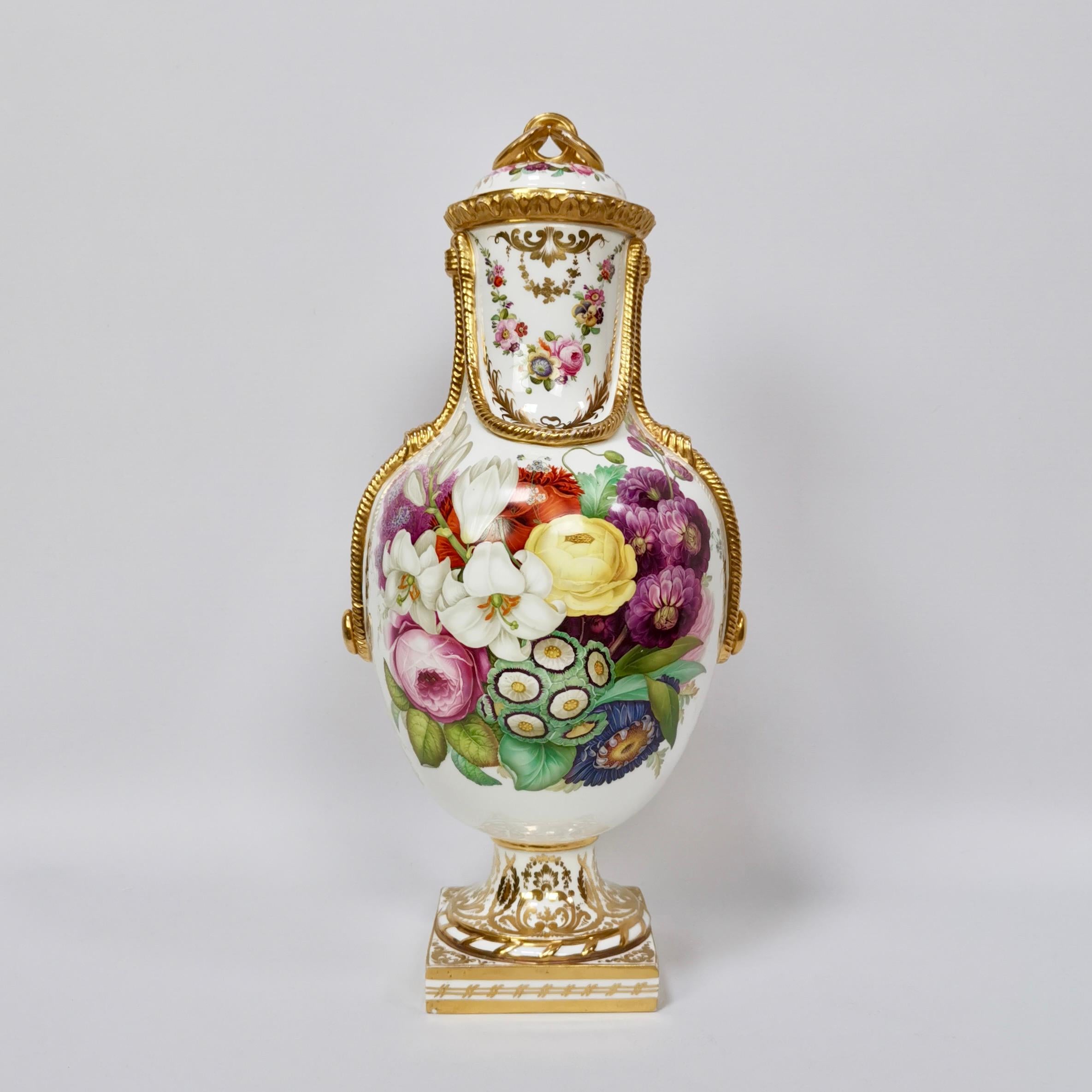 Victorian Coalport Porcelain Vase, Sublime Flowers by William Cooke, 1851-1861