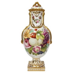 Antique Coalport Porcelain Vase, Sublime Flowers by William Cooke, 1851-1861