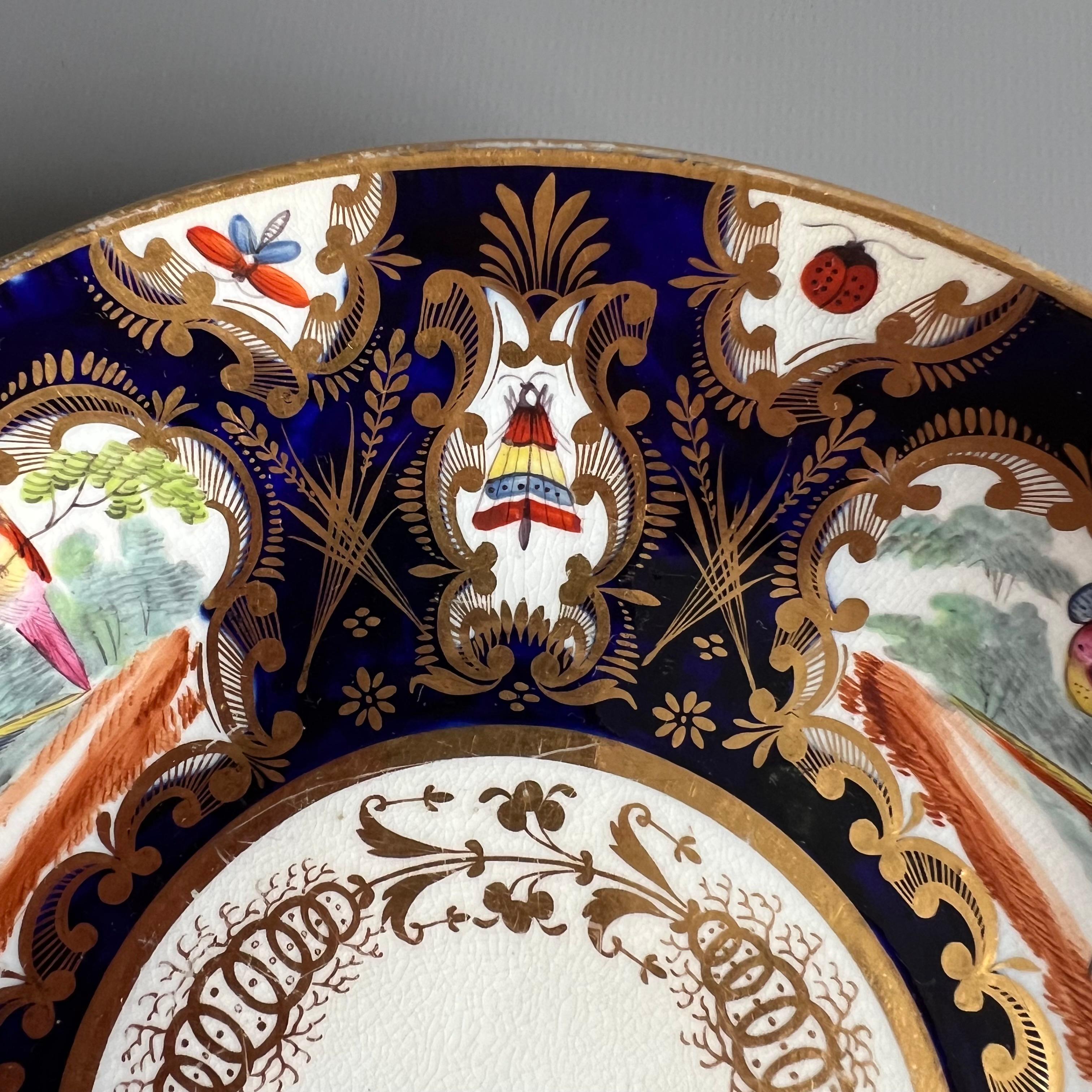 Assiette à soucoupe Coalport, bleu cobalt, doré et oiseaux, Régence, vers 1815 en vente 3