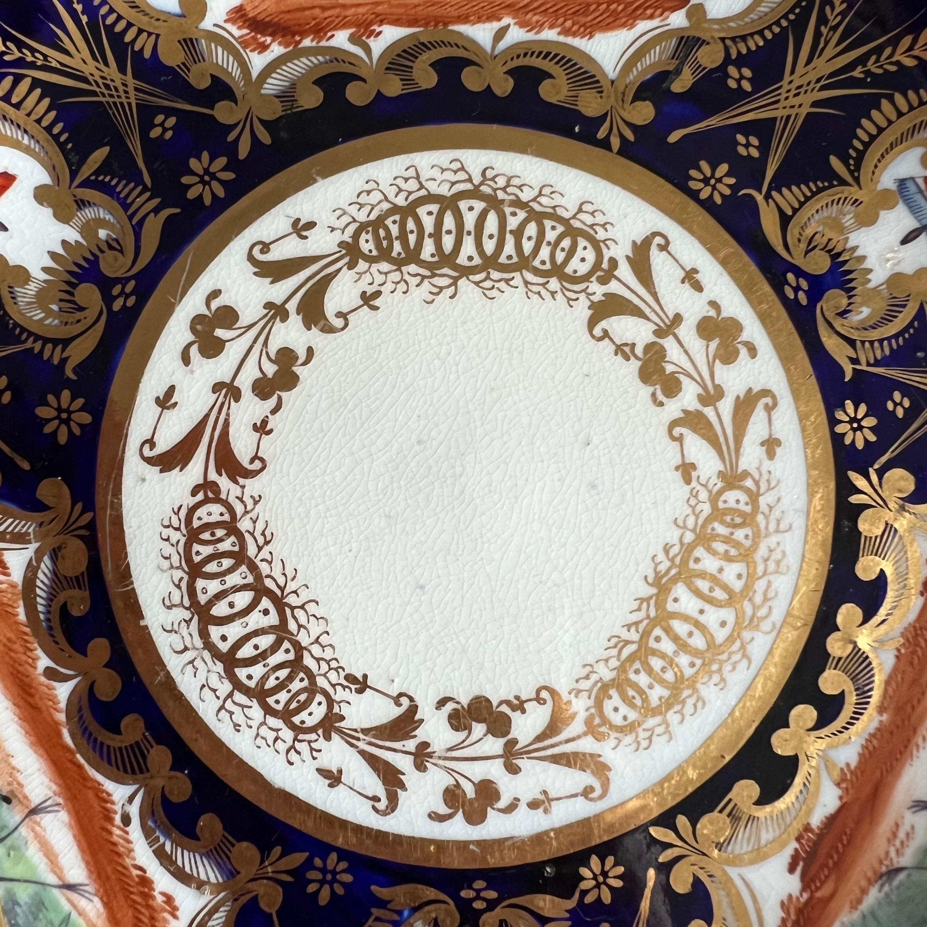 Assiette à soucoupe Coalport, bleu cobalt, doré et oiseaux, Régence, vers 1815 en vente 4