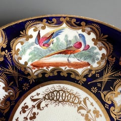 Coalport Saucer Dish Plate, Cobalt Blue, Gilt and Birds, Regency ca 1815