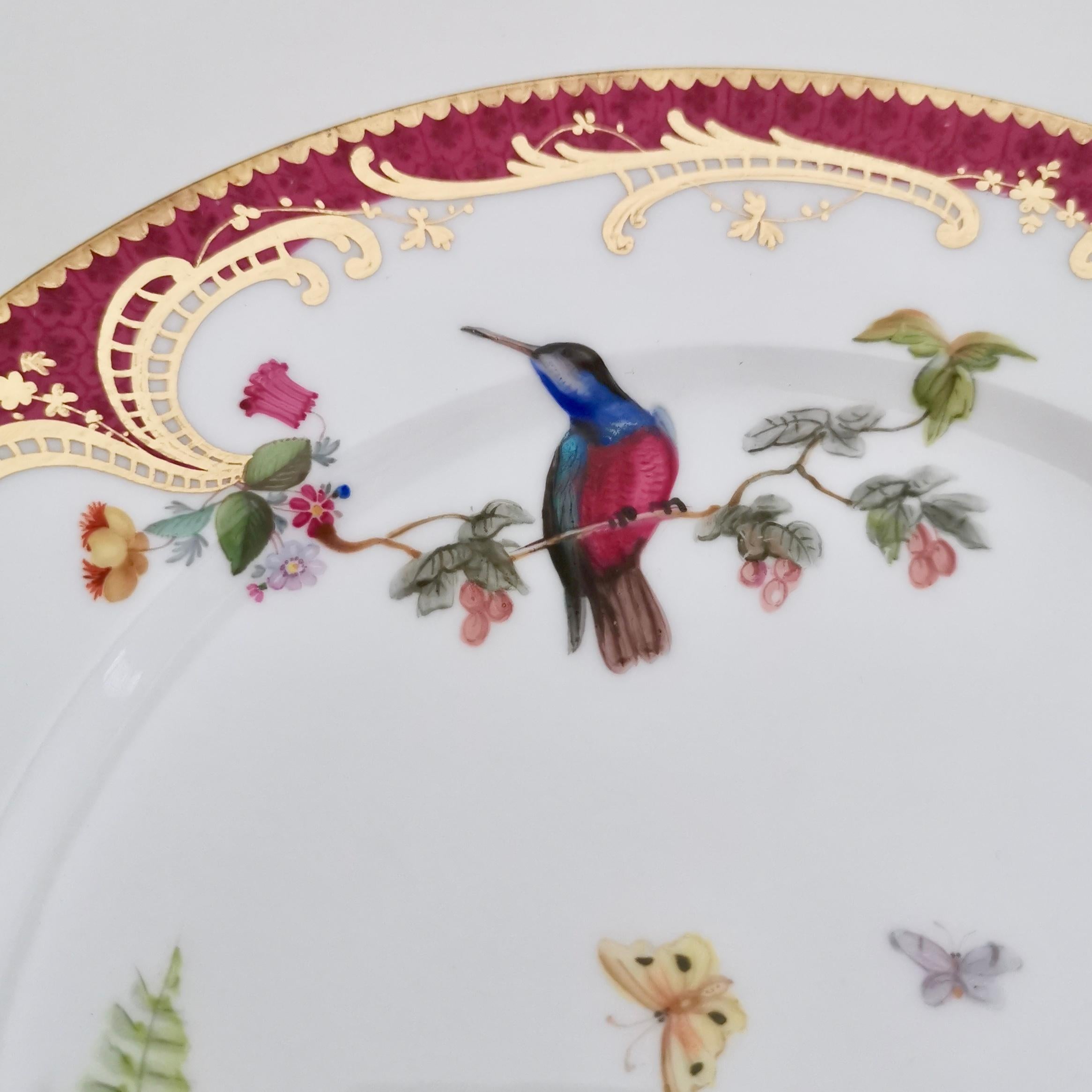 Coalport Set of 2 Small Plates, Humming Birds by John Randall, circa 1865 In Good Condition In London, GB