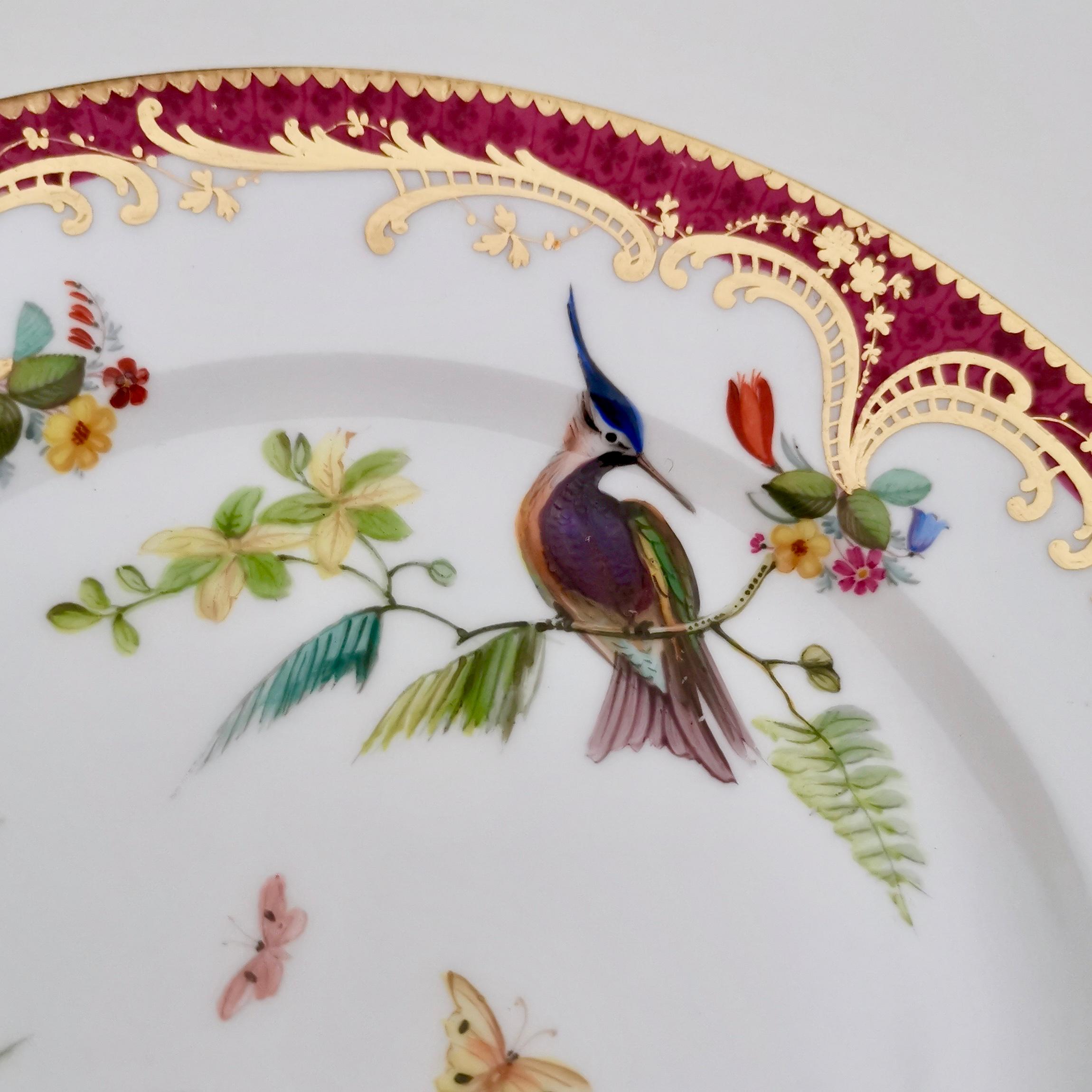 Mid-19th Century Coalport Set of 2 Small Plates, Humming Birds by John Randall, circa 1865