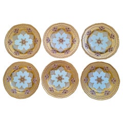 Antique Coalport Six-Piece Set of Gold Dinner Plates