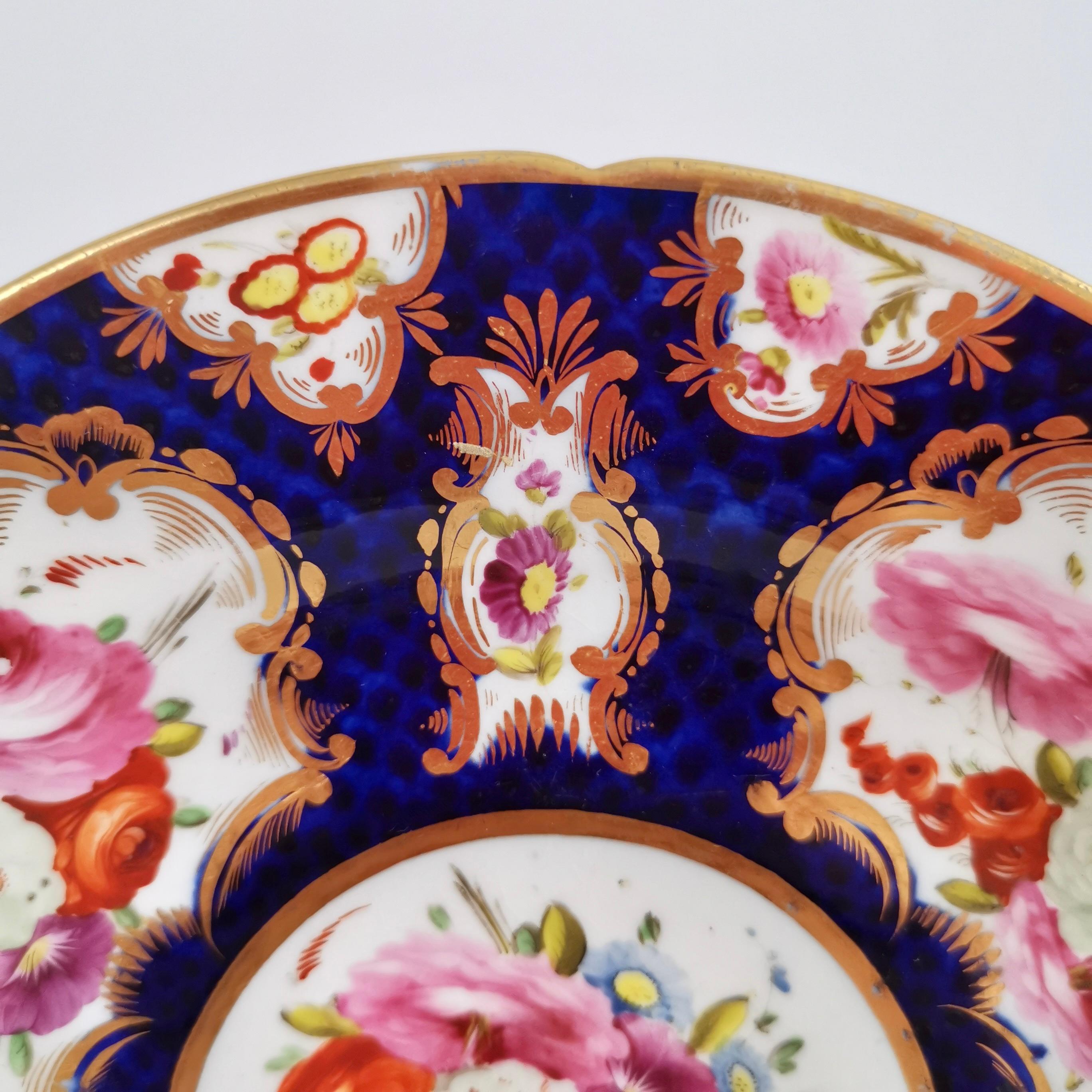 Coalport Small Porcelain Plate, Cobalt Blue, Gilt and Flowers, Regency 1810-1815 1