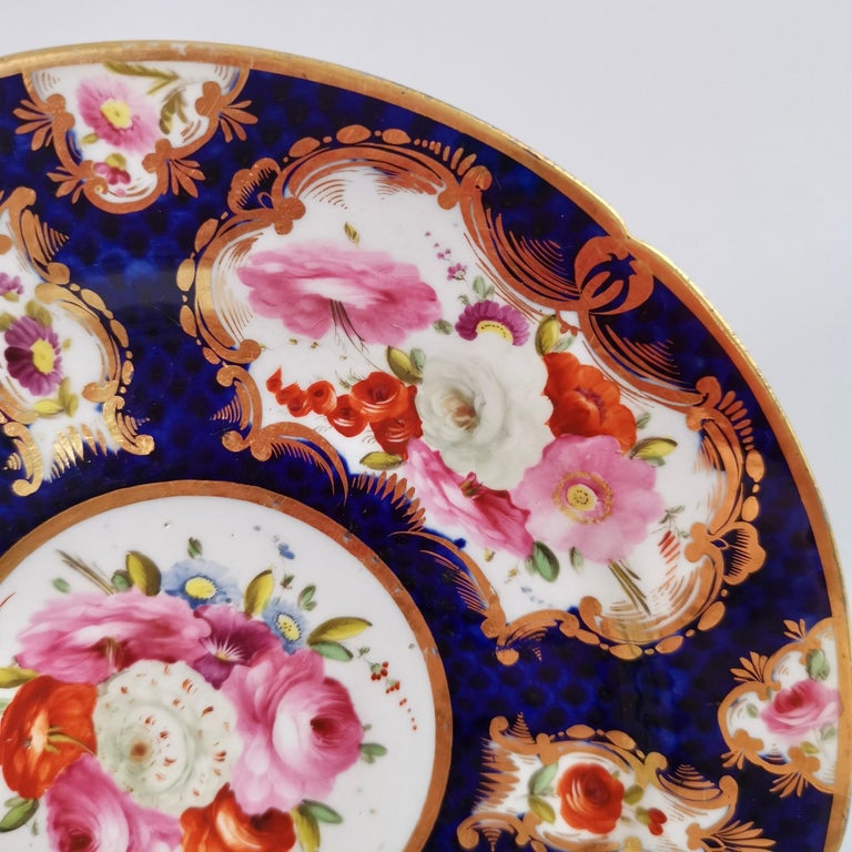 Coalport Small Porcelain Plate, Cobalt Blue, Gilt and Flowers, Regency 1810-1815 For Sale 2