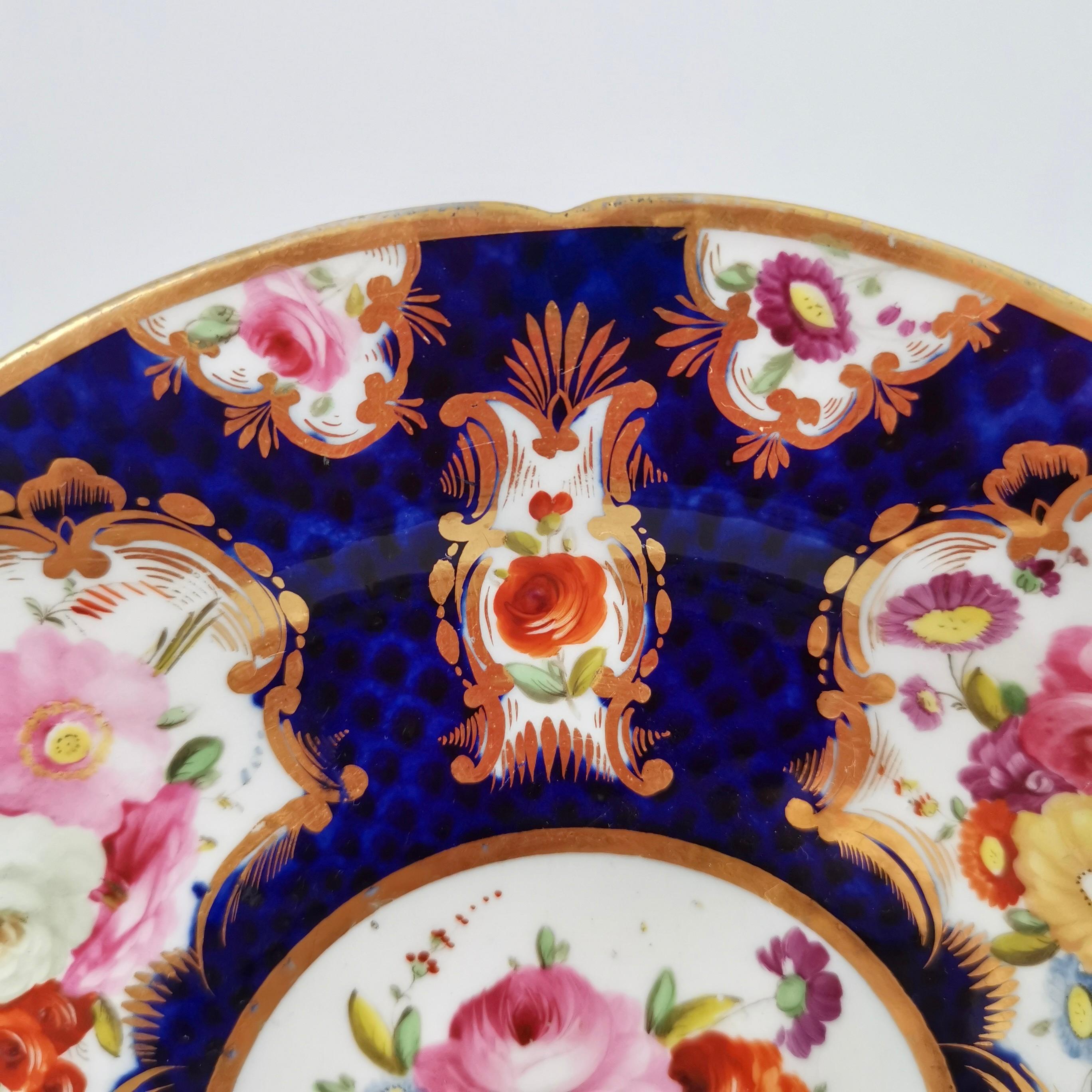 Coalport Small Porcelain Plate, Cobalt Blue, Gilt and Flowers, Regency 1810-1815 3