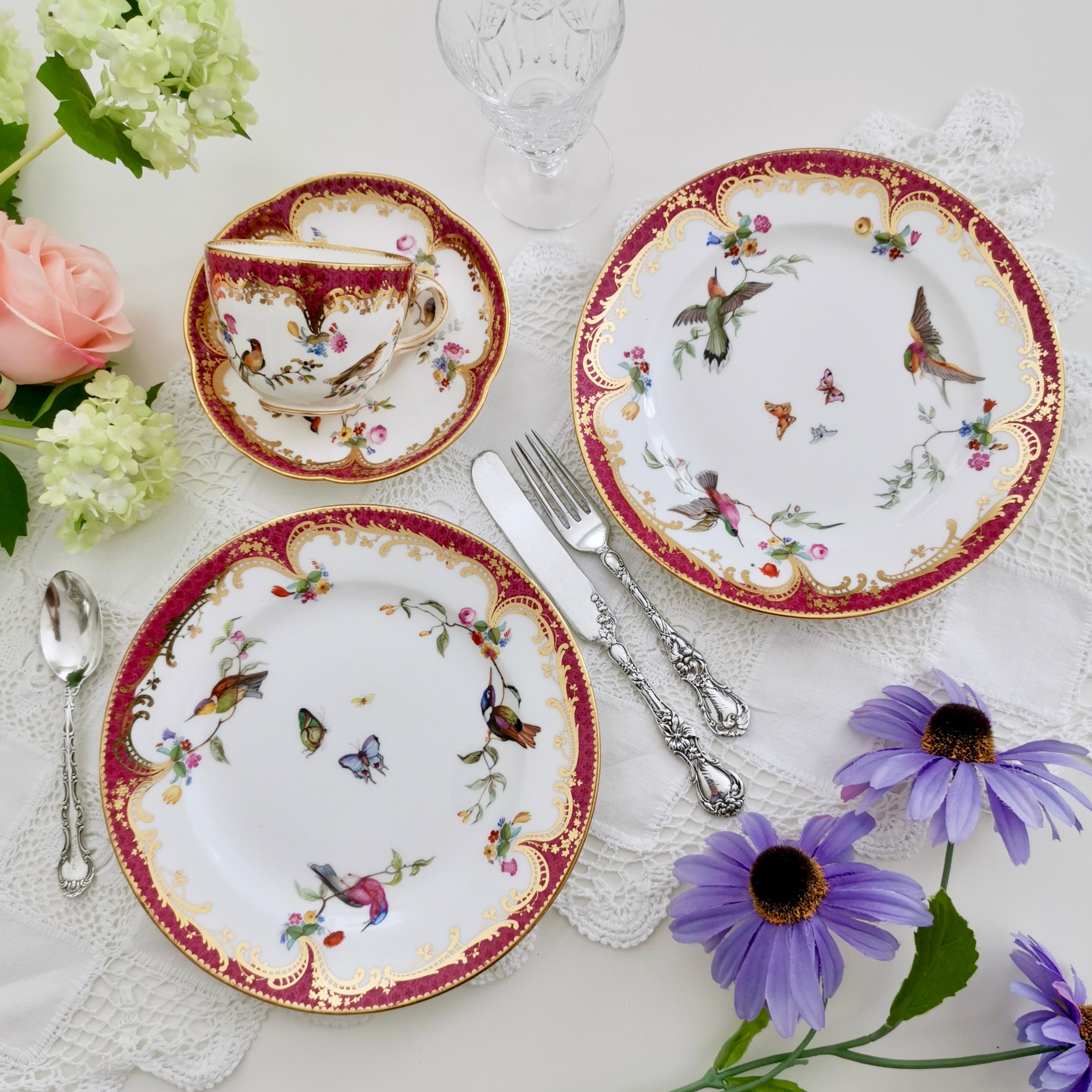 This is a small plate made by Coalport in circa 1865. The plate is hand painted with beautiful humming birds and butterflies by the famous porcelain artist John Randall.

Coalport was one of the leading potters in 19th and 20th century, coming out