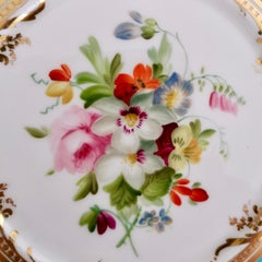 Coalport Small Porcelain Plate, Sky Blue with Flowers by Thomas Dixon, 1845-1850