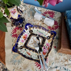 Coalport Square Porcelain Dish, Patt. 759 Birds and Flowers, Regency, circa 1815