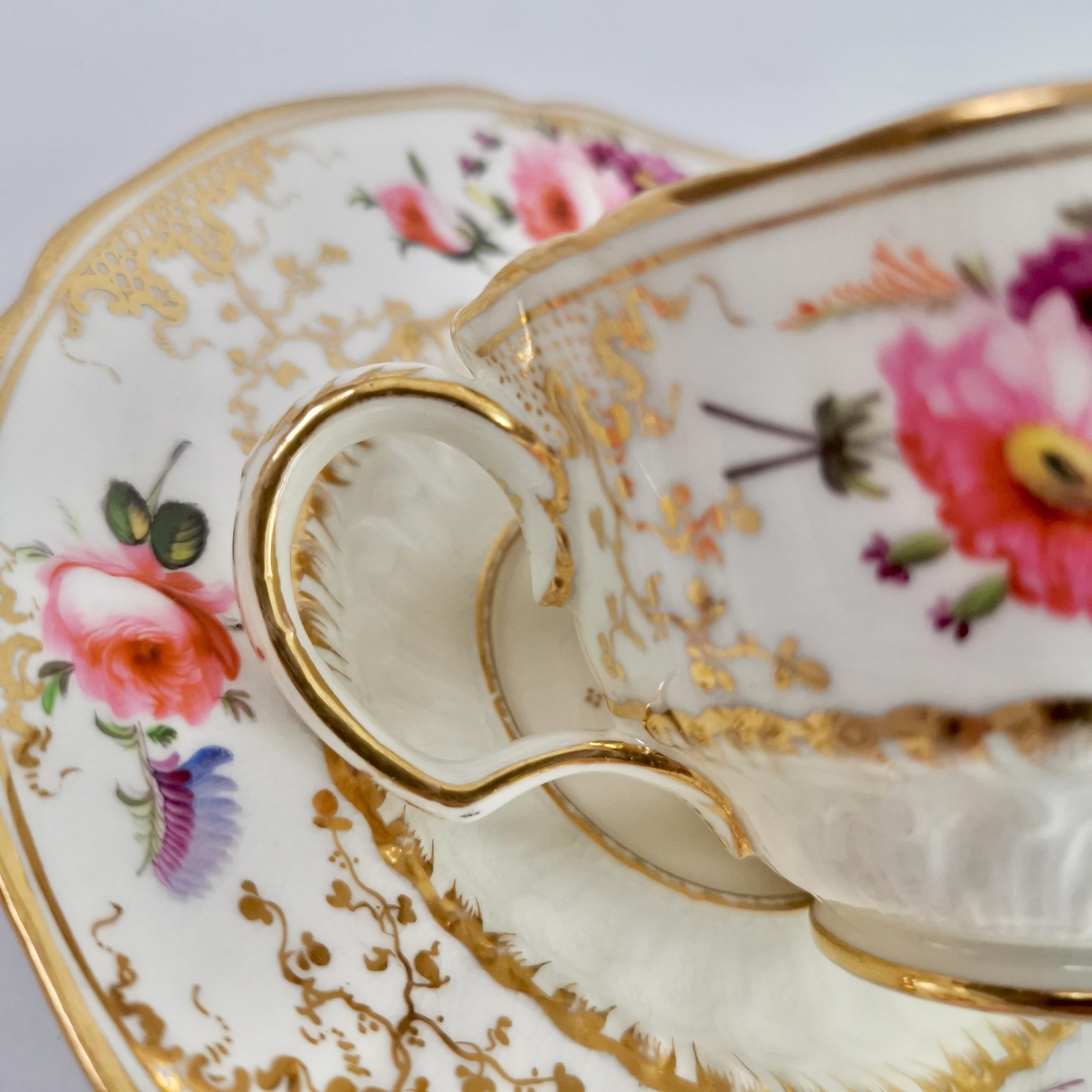 Coalport Teacup Trio, Floral, Hockeystick Shape Patt.966, Regency, circa 1820 10