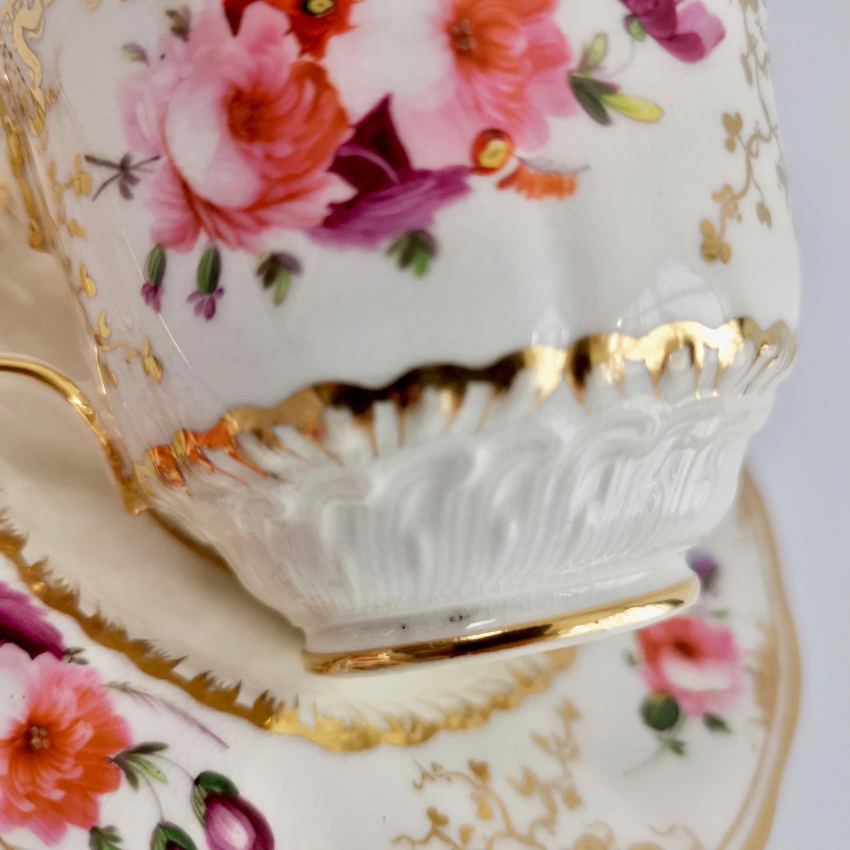 Coalport Teacup Trio, Floral, Hockeystick Shape Patt.966, Regency, circa 1820 12