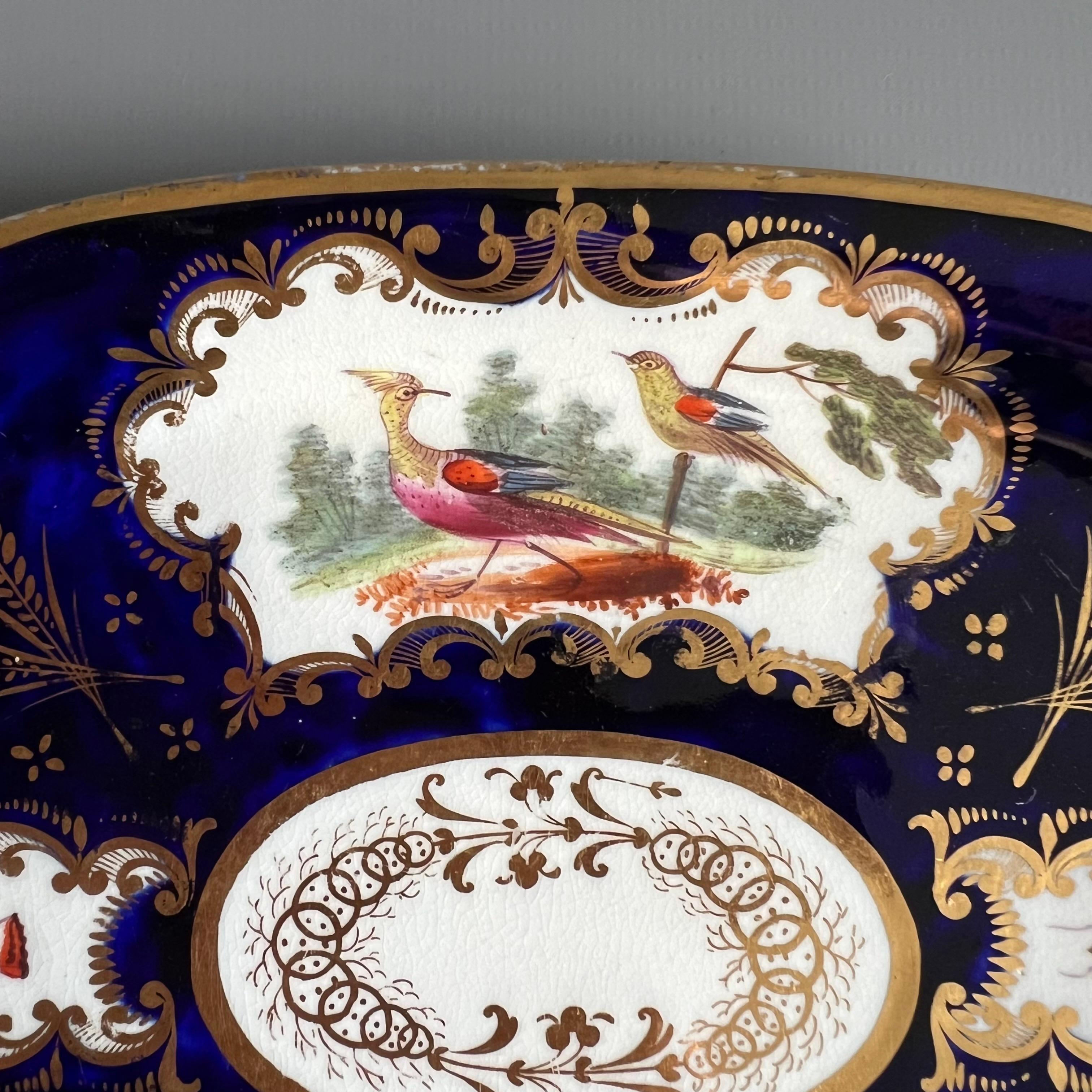 Coalport Teapot Stand Dish, Cobalt Blue, Gilt and Birds, Regency ca 1815 In Good Condition In London, GB