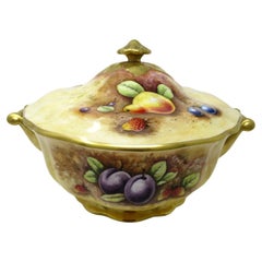 Antique Coalport Vegetable Food Tureen Centerpiece Bowl Hand Painted Still Life Fruits