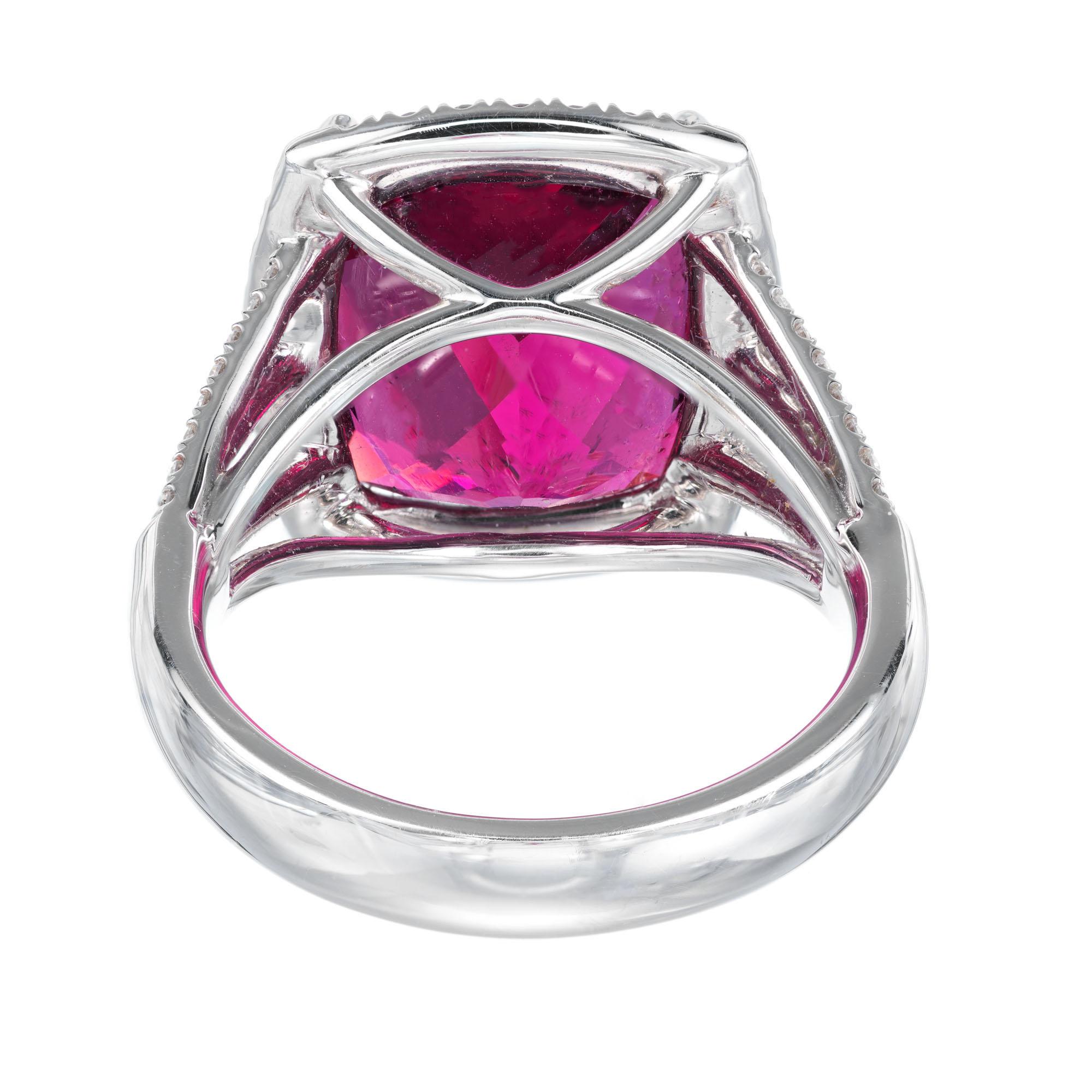 Coast 8.20 Carat Rubellite Pink Tourmaline Diamond White Gold Halo Ring In Excellent Condition In Stamford, CT