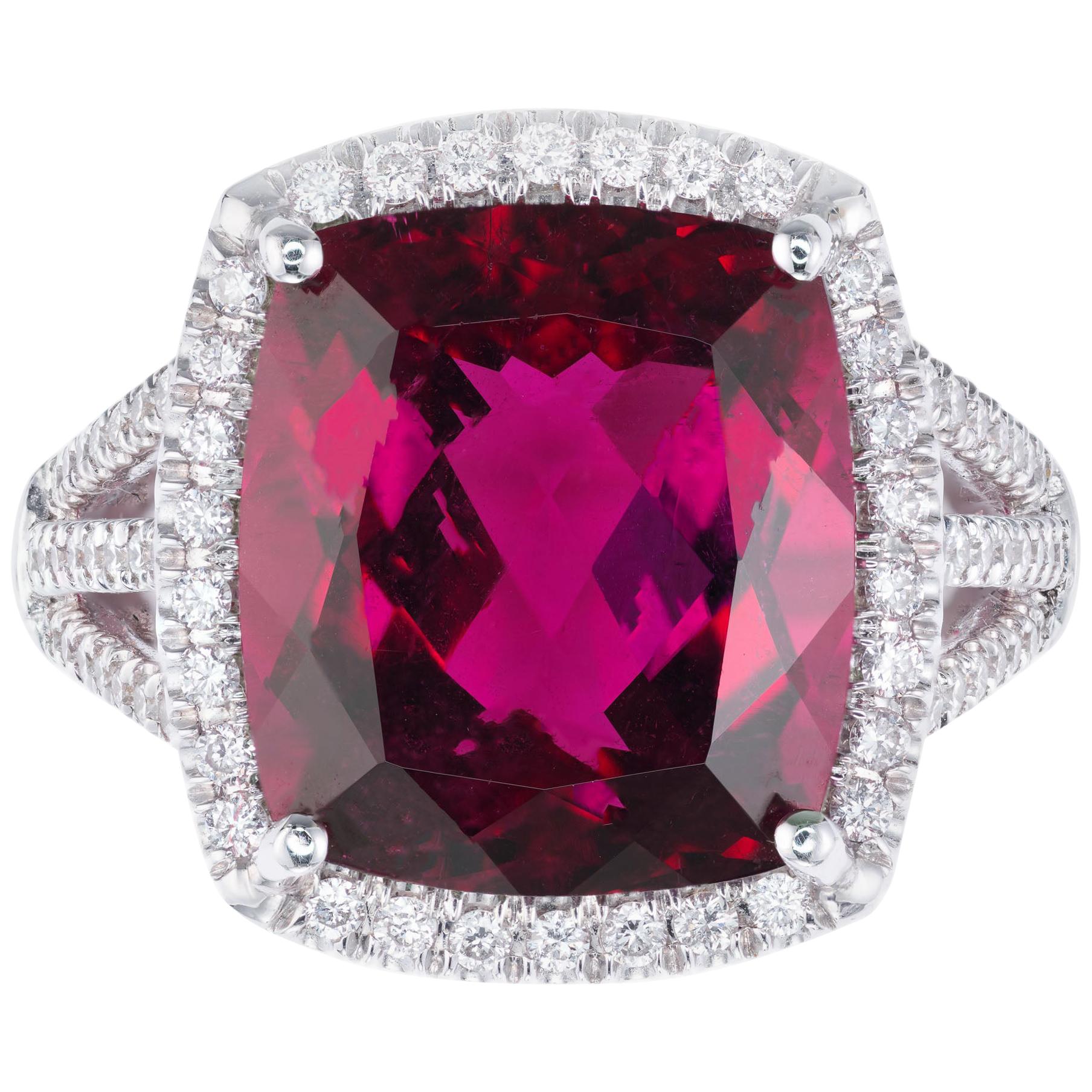 Coast 8.20 Carat Rubellite Pink Tourmaline Diamond White Gold Halo Ring