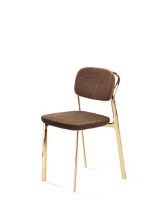 Coast Chair in Chocolate Forest Leather with Polished Brass by Branch