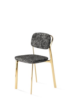Coast Chair in Dark Gray Fabric with Polished Brass by Branch