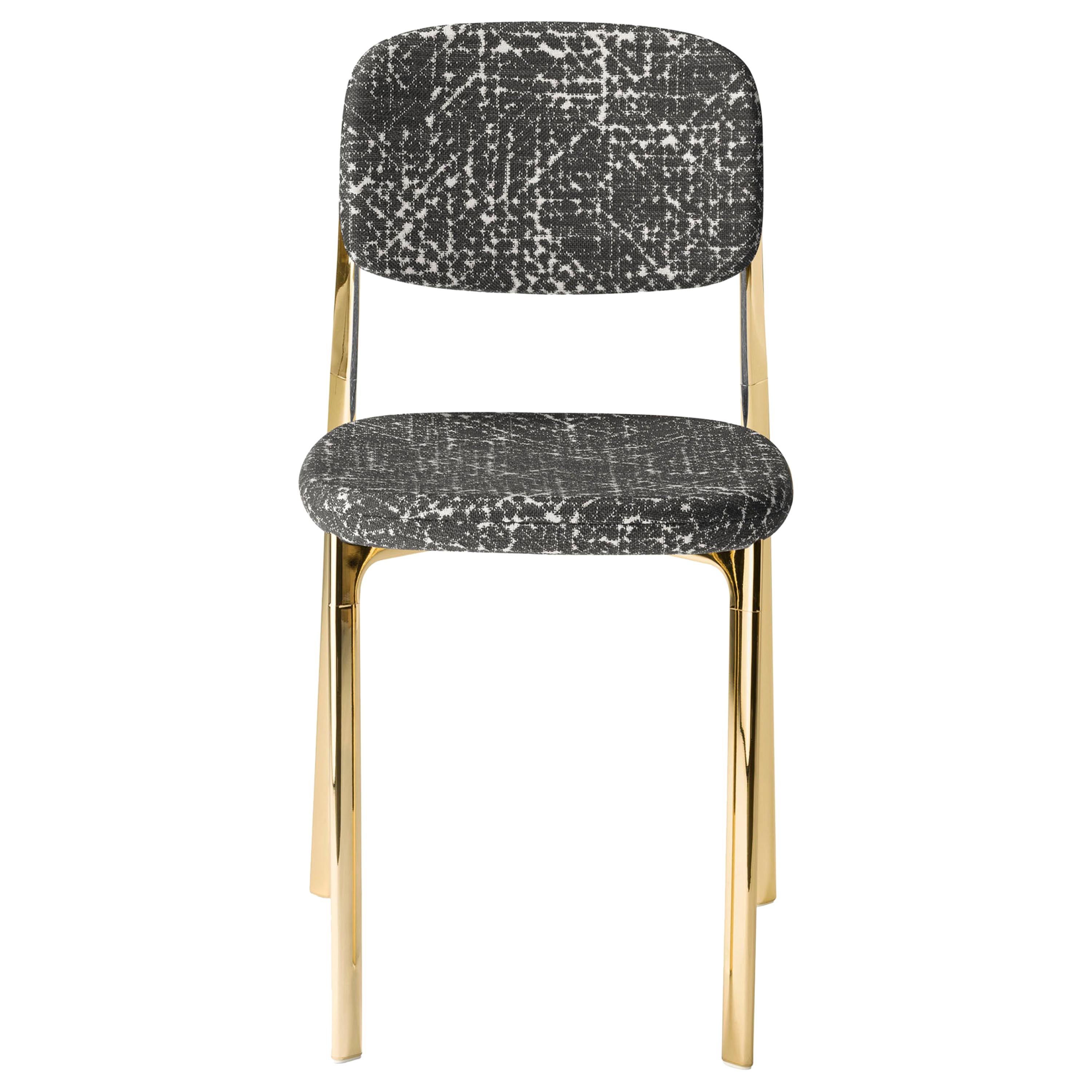 Coast Chair in Dark Gray Fabric with Polished Brass by Branch