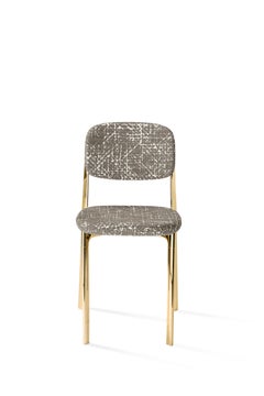 Coast Chair in Light Grey Fabric with Polished Brass by Branch