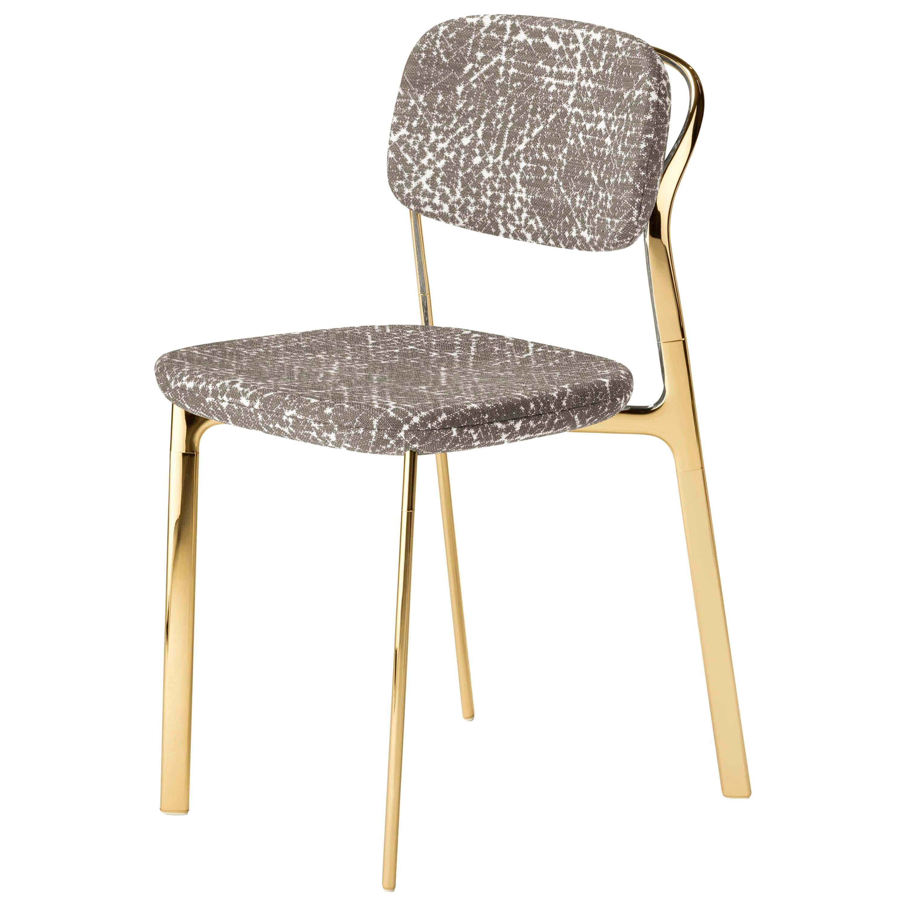 Coast Chair in Light Grey Fabric with Polished Brass by Branch