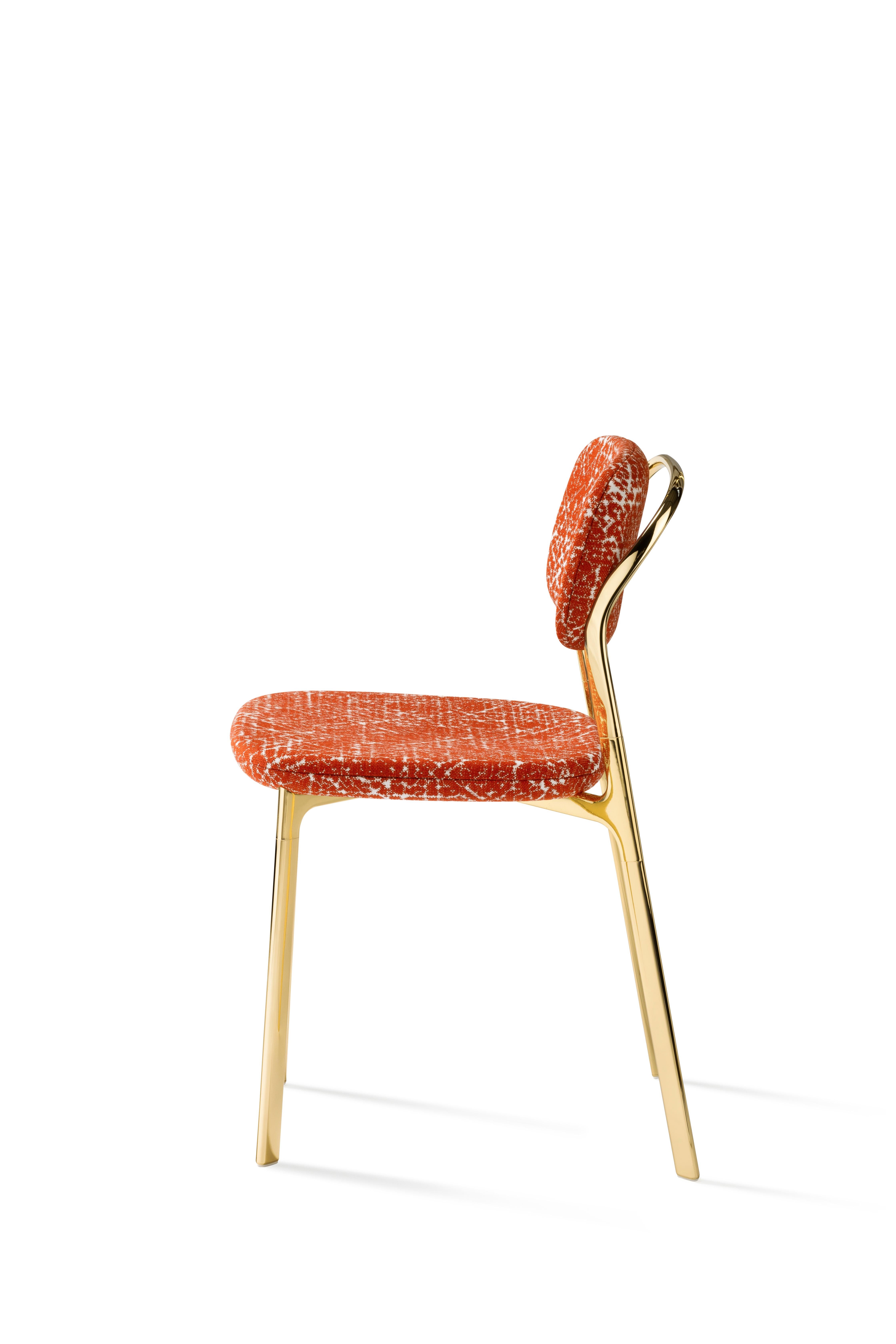 Coast Chair in Orange Fabric with Polished Brass by Branch In Excellent Condition For Sale In Brooklyn, NY