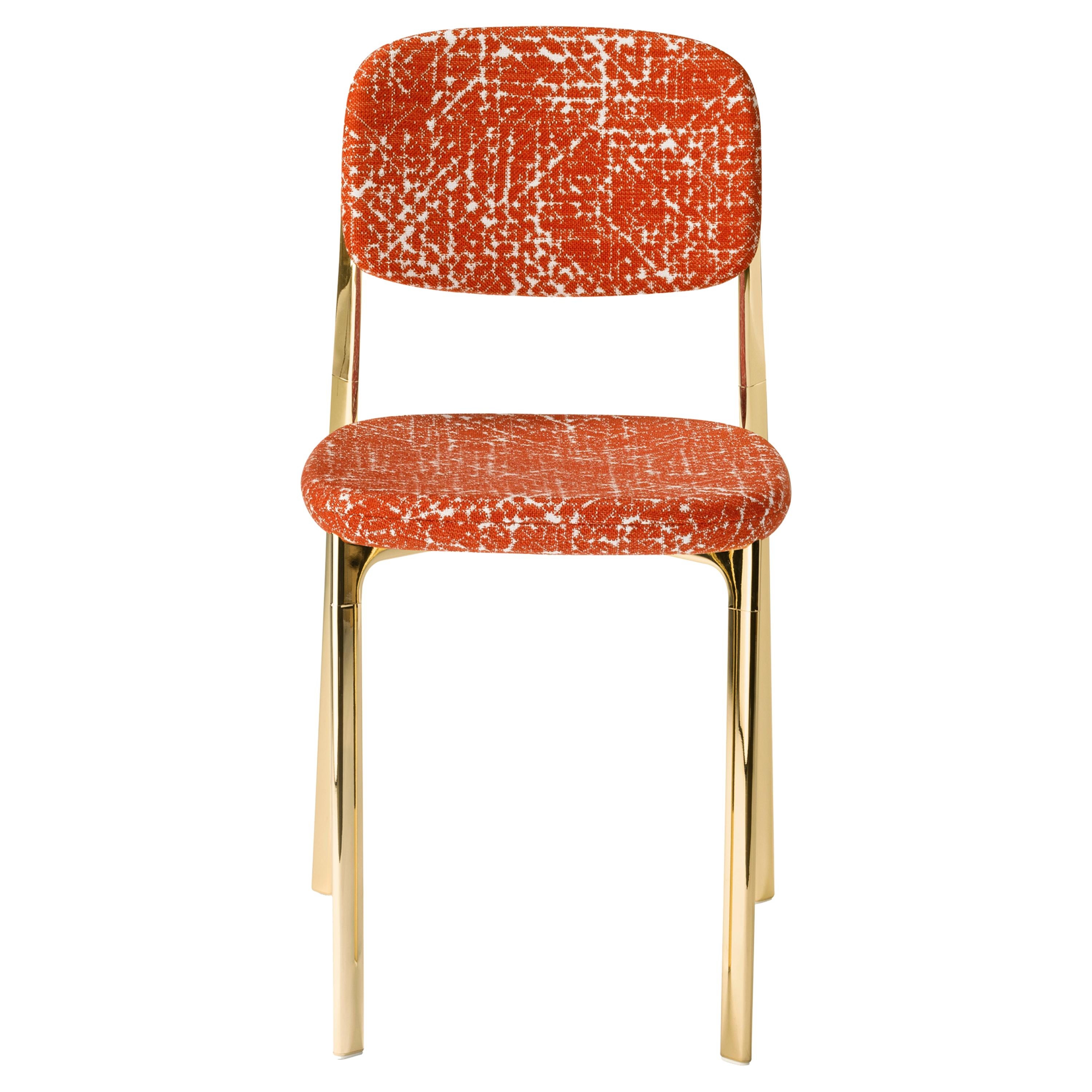 Coast Stuhl aus orangefarbenem Stoff mit poliertem Messing von Branch