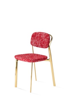Coast Chair in Red Fabric with Polished Brass by Branch