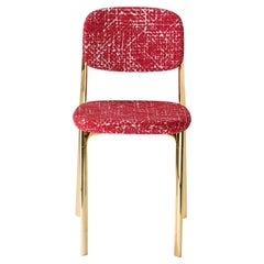 Coast Chair in Red Fabric with Polished Brass by Branch