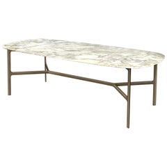 Coast Dining Table in Calacatta Gold Marble Top with Brown Brass Legs by Branch