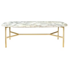 Coast Dining Table in Calacatta Gold Marble Top with Polished Brass Legs, Branch