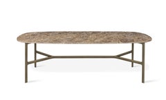 Coast Dining Table in Emperador Dark Marble Top with Brown Brass Legs by Branch