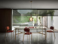 Coast Dining Table in Emperador Dark Marble Top with Polished Brass Legs, Branch