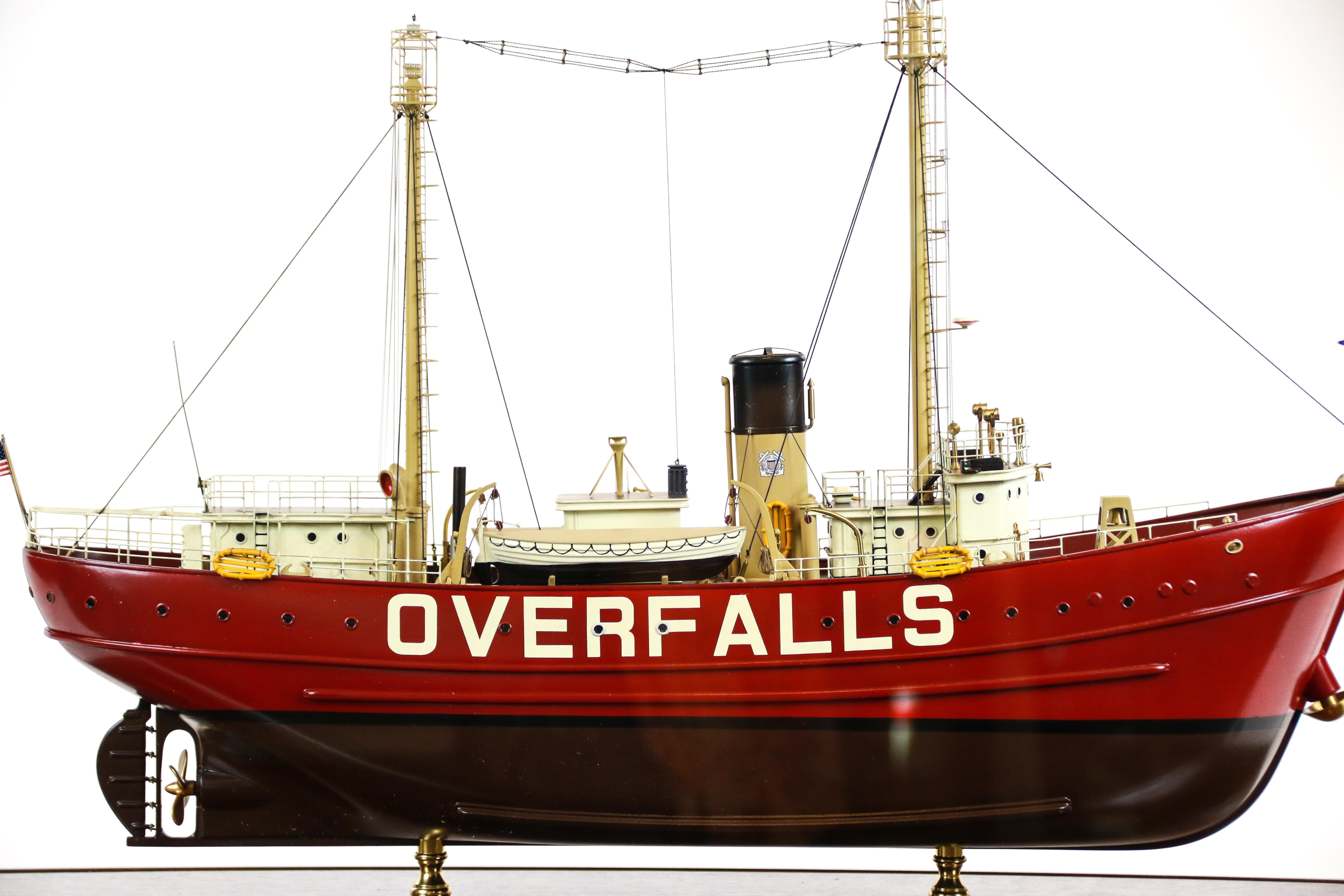 Ligthship Overfalls was launched in 1938 as LV 118. Built in East Boothbay, Maine, Overfalls was stationed at Cornfield Point, Connecticut from 1938-1957; Cross Rip, Massachusetts from 1958-1962 and Boston from 1962-1972 after which she was