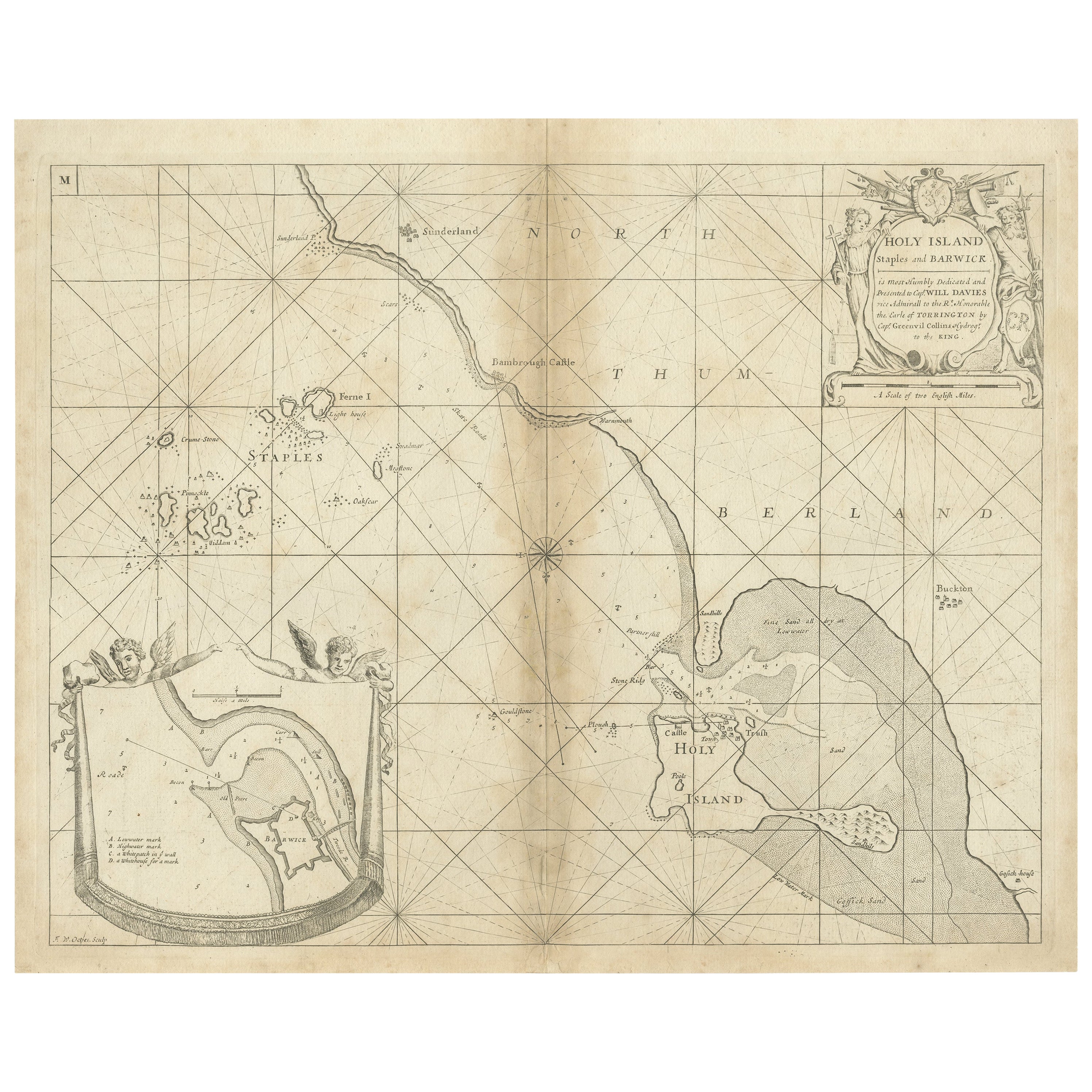 Coast of Northumberland, England, einschließlich der Heiligen und Farne-Inseln, um 1693