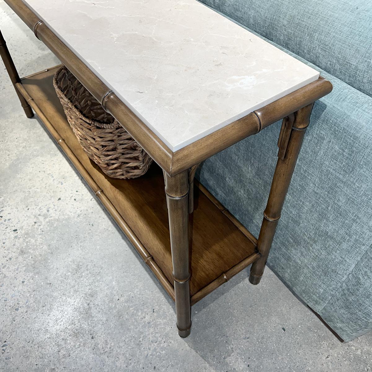 Mid-Century Modern Coastal Bamboo Console Table For Sale