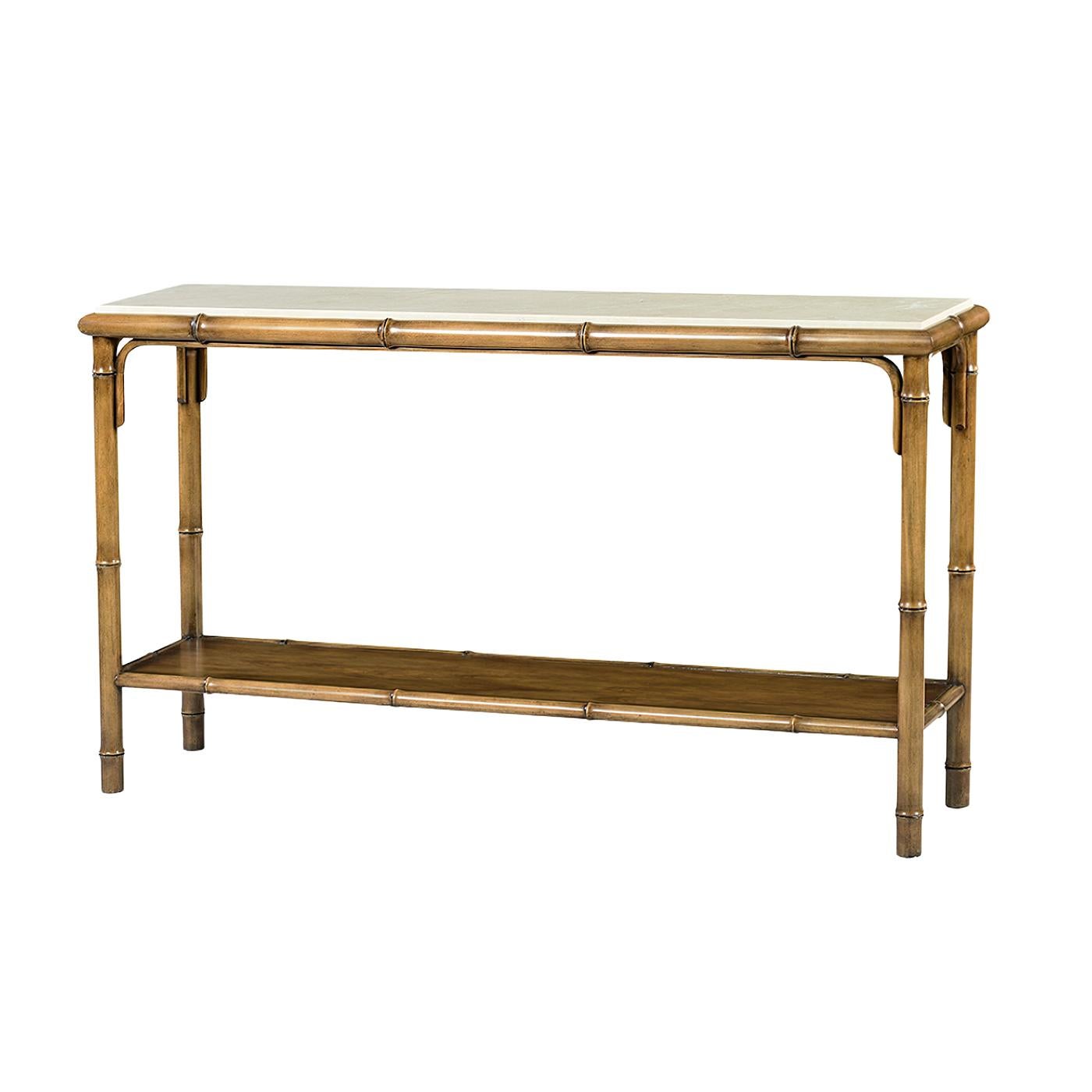 Vietnamese Coastal Bamboo Console Table For Sale