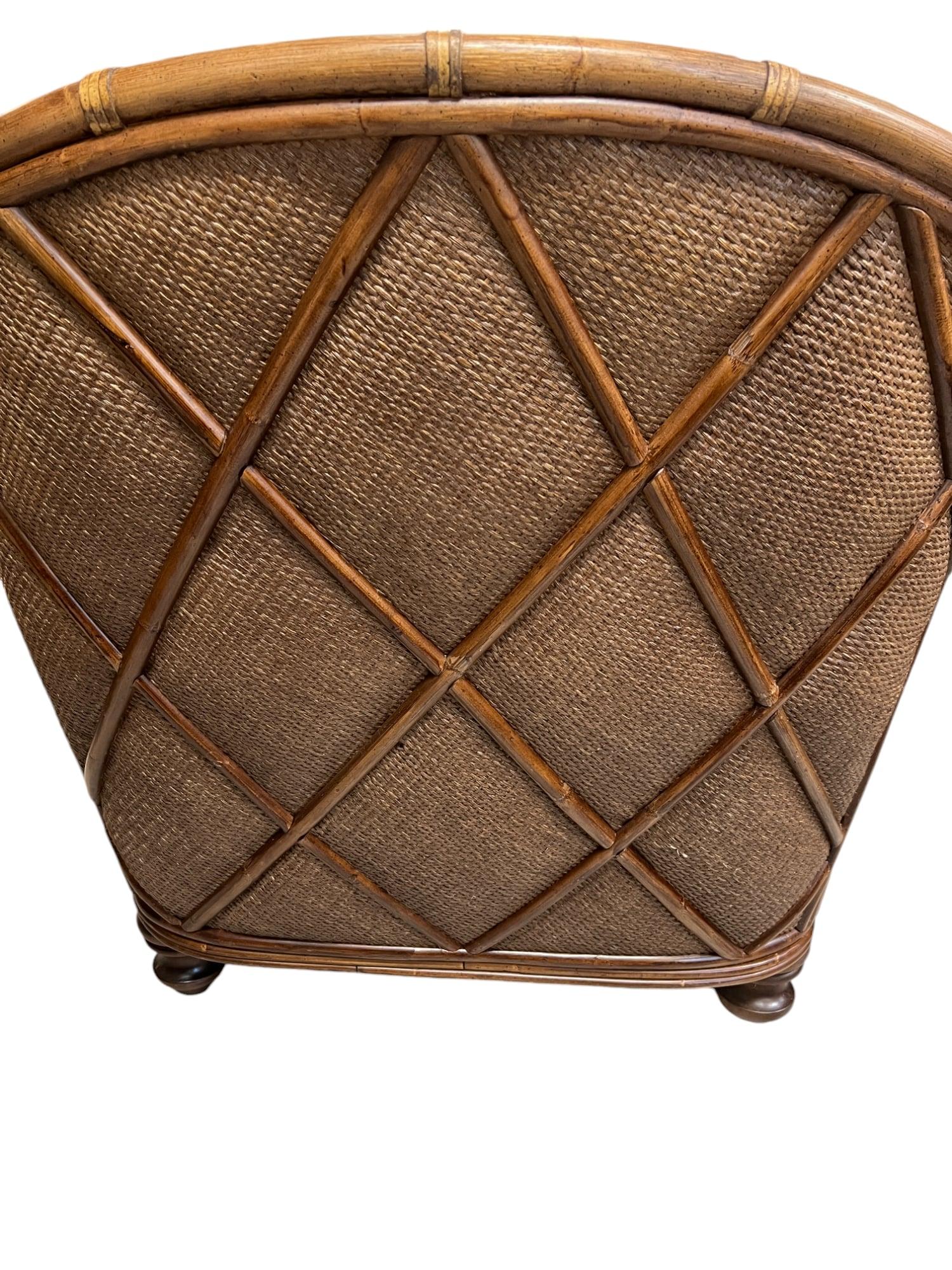 Bamboo & Woven Reed Lounge Chair & Ottoman For Sale 14