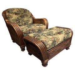 Bamboo & Woven Reed Lounge Chair & Ottoman