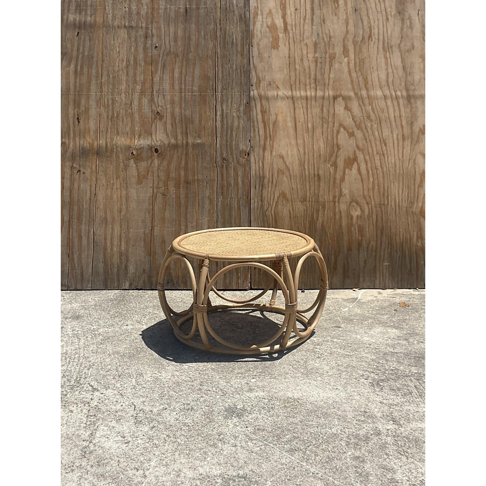 20th Century Coastal Bent Rattan Coffee Table