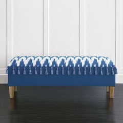 Coastal Blue Upholstered Storage Bench