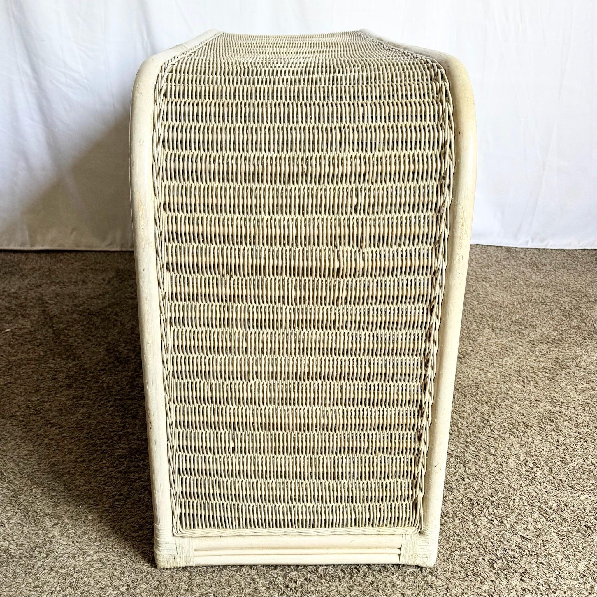 Cómoda Costera Boho Chic de Mimbre Ratán en Cascada con Espejo de Pared en venta 1