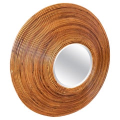 Coastal Boho Pencil Rattan Spiral Wall Mirror