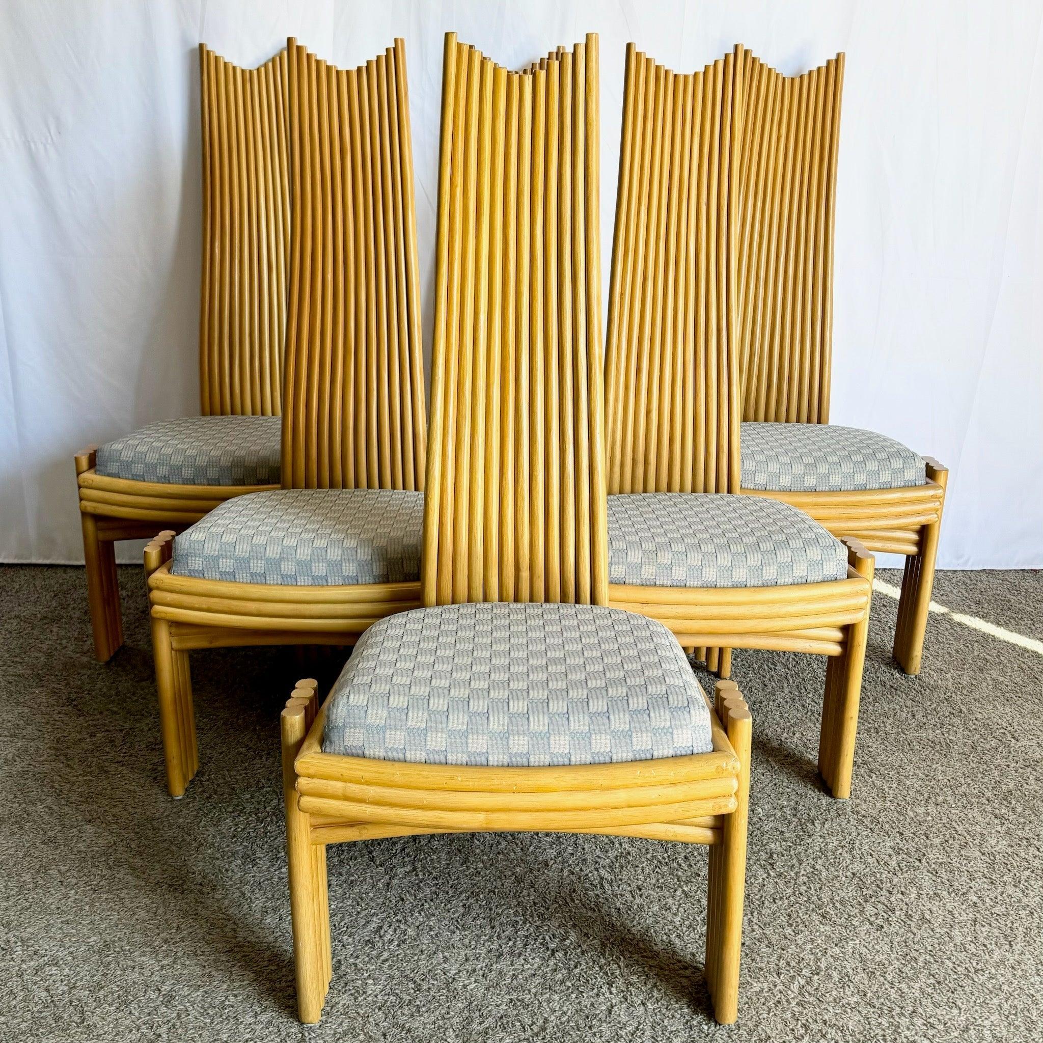 Coastal Boho Rattan High Back Dining Chairs - Set of 6 in vendita 6