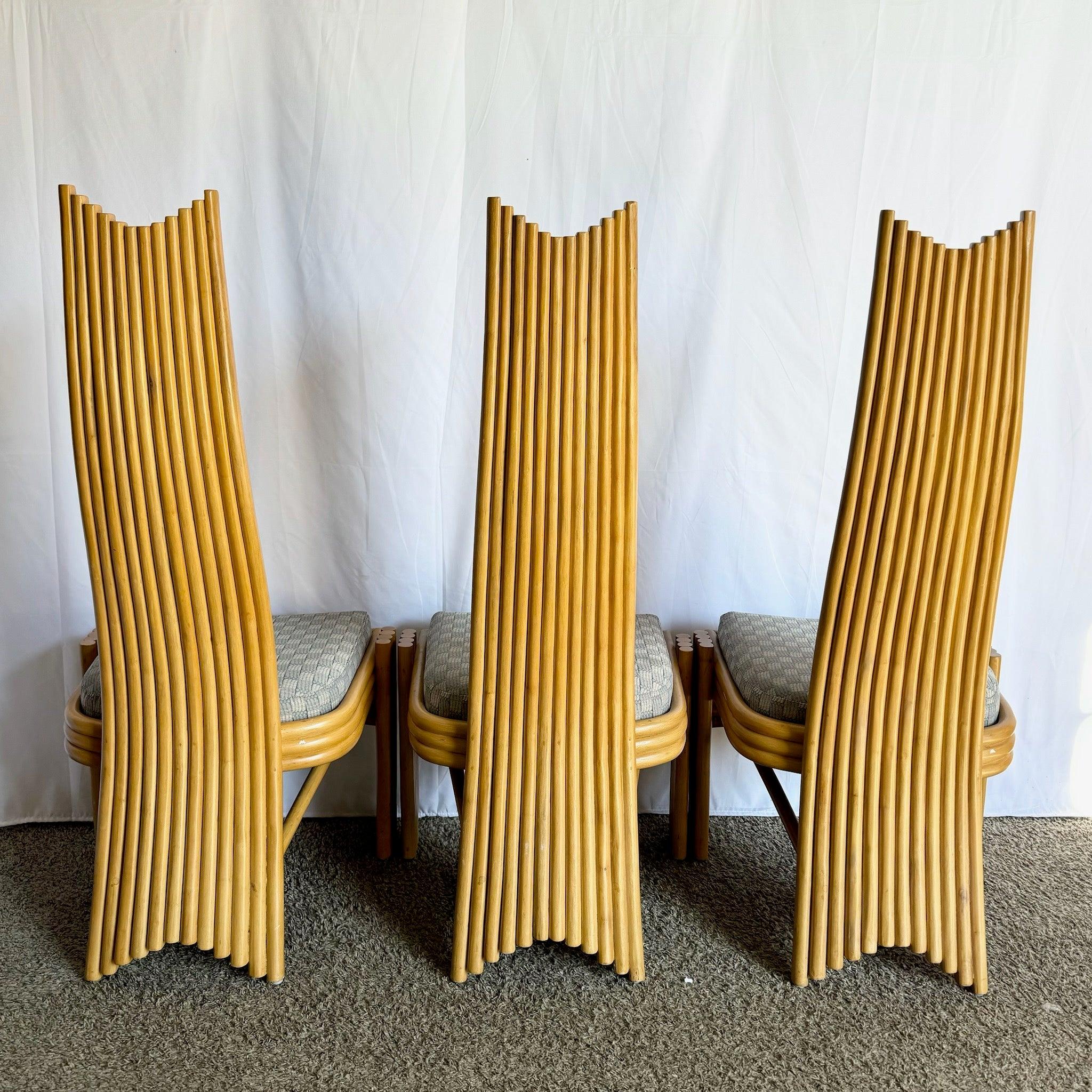 XX secolo Coastal Boho Rattan High Back Dining Chairs - Set of 6 in vendita