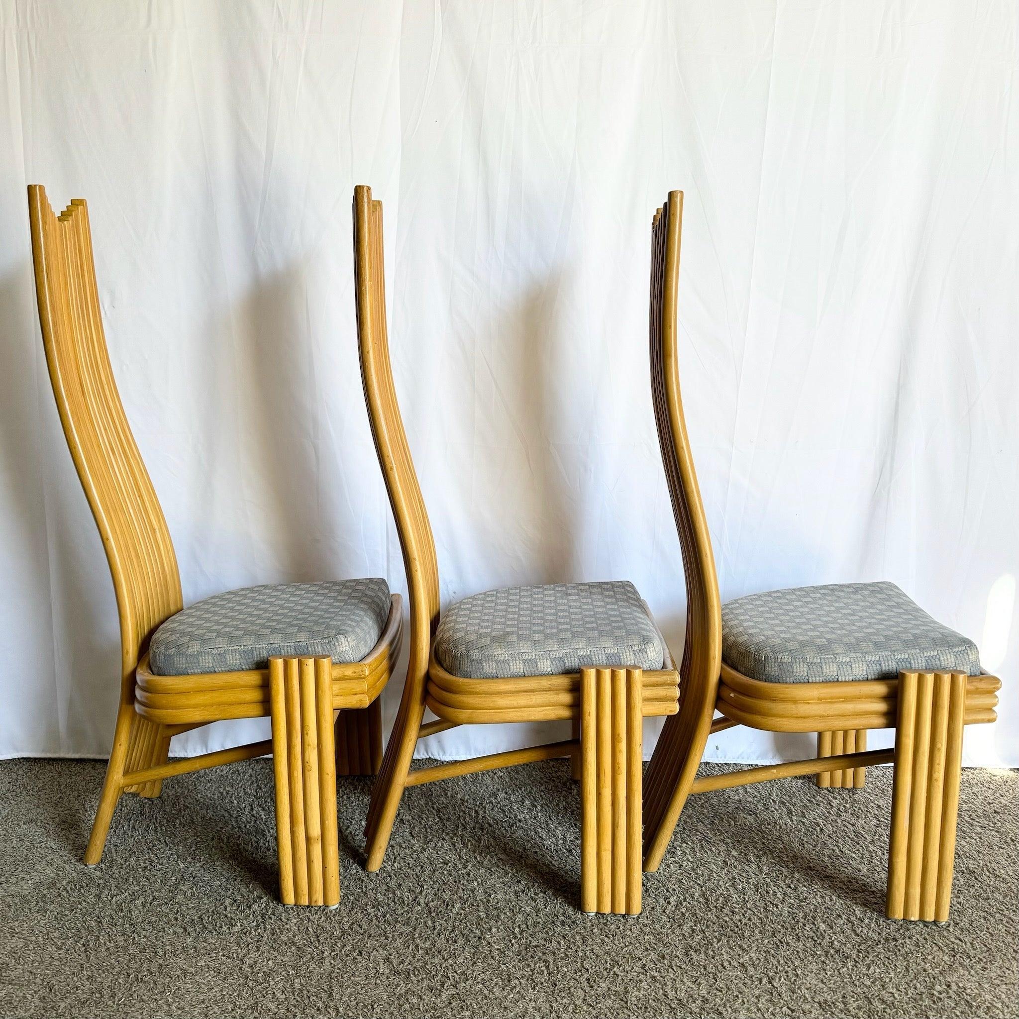 Coastal Boho Rattan High Back Dining Chairs - Set of 6 in vendita 1