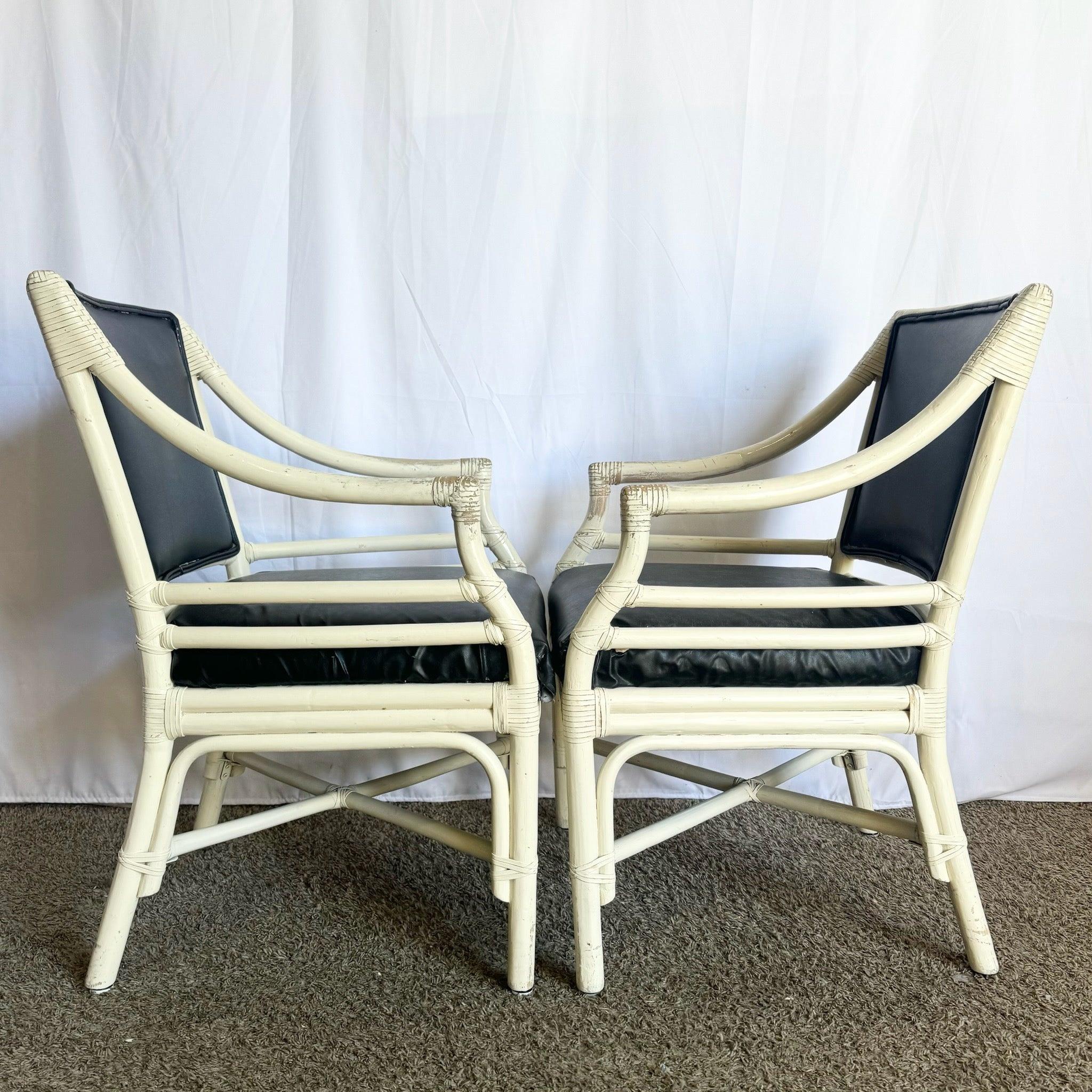Coastal Boho Target Back Rattan-Esszimmerstühle, McGuire-Stil, 4er-Set im Angebot 5