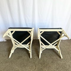 Coastal Boho Target Back Rattan Dining Arm Chairs, McGuire Style - Set of 4