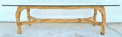 Coastal Boho Twisted Bamboo & Rattan Glass Coffee Table